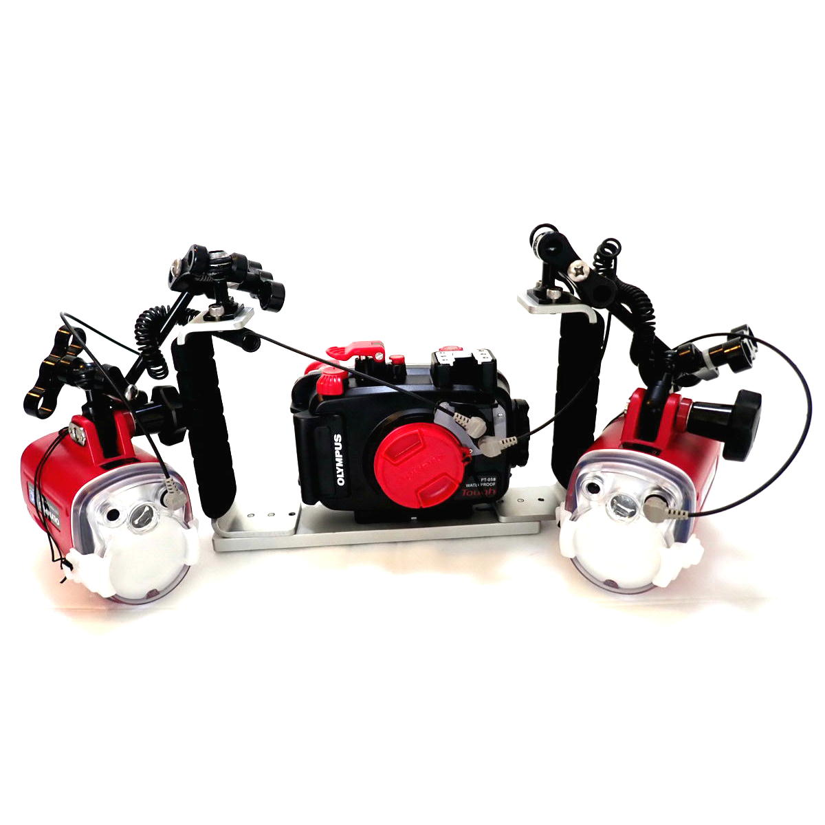 オリンパス TG-5 + PT-058(TG-5用防水プロテクター) + MPBK-02(両手グリップ)+ MPアームSセット + UFL-3フラッシュ(2灯)