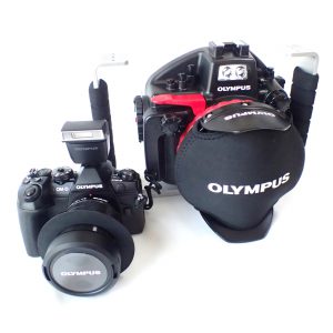 OLYMPUS OM-D E-M1MarkⅡ、防水プロテクター PT-EP14 店頭展示器材