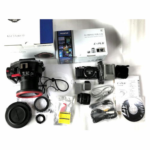 中古水中カメラ機材 オリンパス PT-EP10 + E-PL6ブラック 14-42mmレンズキット